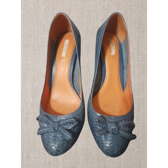 Geox Respira Womens Blue Leather Bow Detail Woven Pattern High Heels size 38.5 - Picture 5 of 13